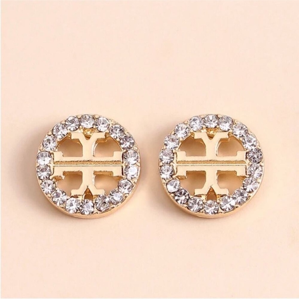 Tory Burch Gold and Silver Logo Earrings